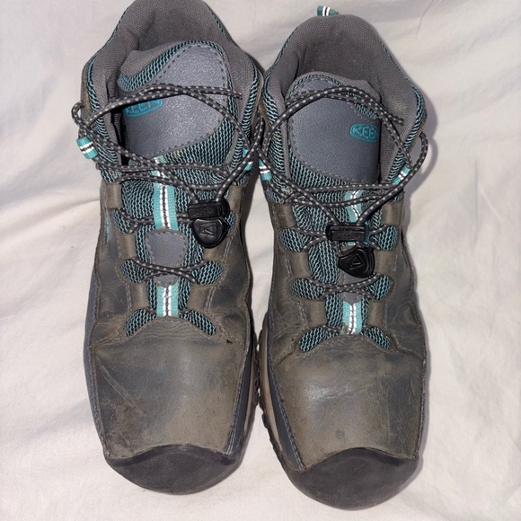 ⭐️KEEN Kids Targhee Waterproof Hiking Boots – Gray/Teal – Size US 4 Youth EUC - Picture 4 of 15